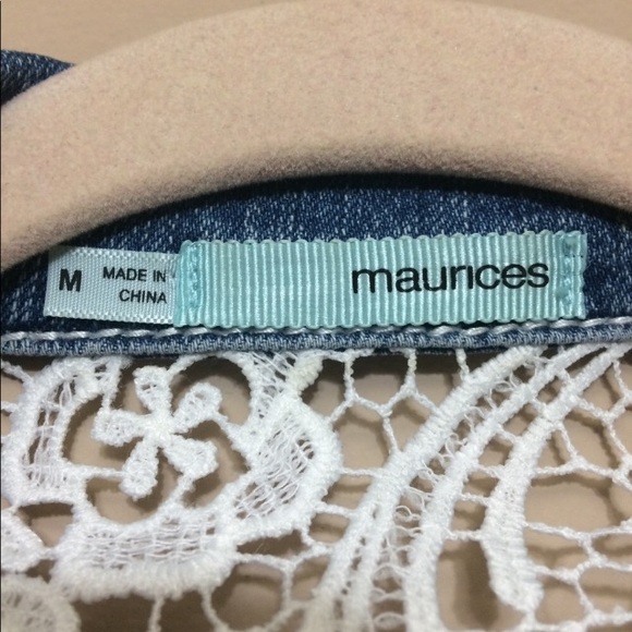 Maurice’s | Denim Jean Lace Crochet Vest - Picture 2 of 3